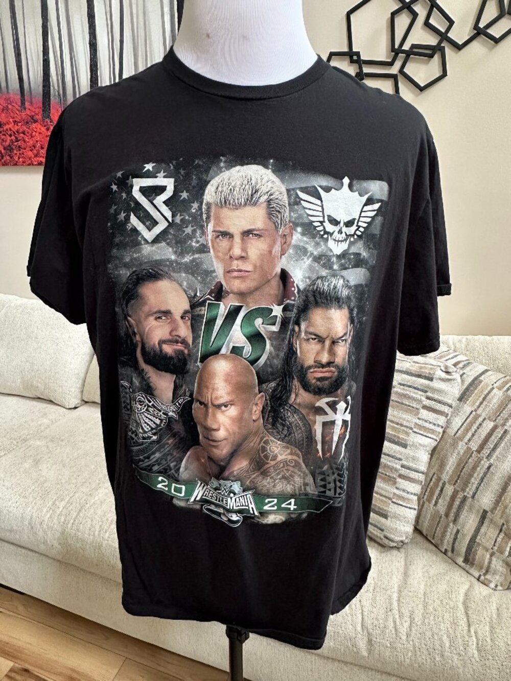 WWE WrestleMania 40 Night 1 Main Event Tag Team Graphic Shirt 2XL